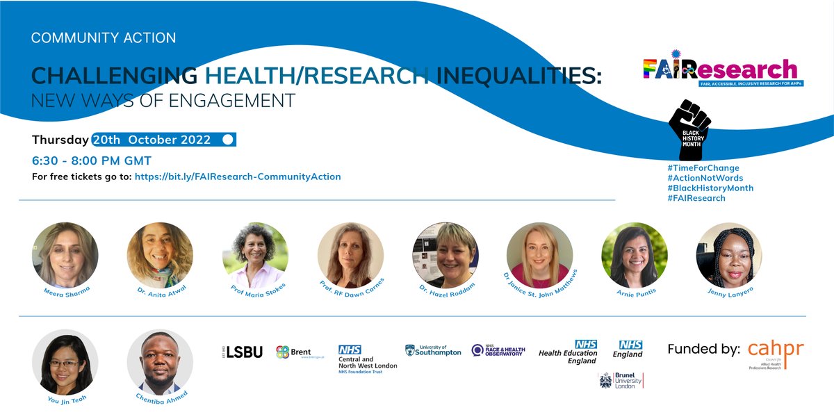 OfficialCAHPR (@officialcahpr) on Twitter photo EVENT:
Challenging Health Inequalities - New Ways of Engagement:
bit.ly/FAIResearch-Co…
<a href="/meera_he/">Meera sharma</a> <a href="/anita_atwal/">Dr Anita Atwal</a> <a href="/cahprchair/">Dawn Carnes</a> <a href="/HazelRoddam1/">Hazel Roddam, FRCSLT</a> <a href="/jstjohnmatthews/">Dr Janice St. John-Matthews (DProf)</a> <a href="/arnie_puntis/">Arnie Puntis</a> @ATChentiba
#TimeForChange #ActionNotWords EVENT:
Challenging Health Inequalities - New Ways of Engagement:
bit.ly/FAIResearch-Co…
<a href="/meera_he/">Meera sharma</a> <a href="/anita_atwal/">Dr Anita Atwal</a> <a href="/cahprchair/">Dawn Carnes</a> <a href="/HazelRoddam1/">Hazel Roddam, FRCSLT</a> <a href="/jstjohnmatthews/">Dr Janice St. John-Matthews (DProf)</a> <a href="/arnie_puntis/">Arnie Puntis</a> @ATChentiba
#TimeForChange #ActionNotWords