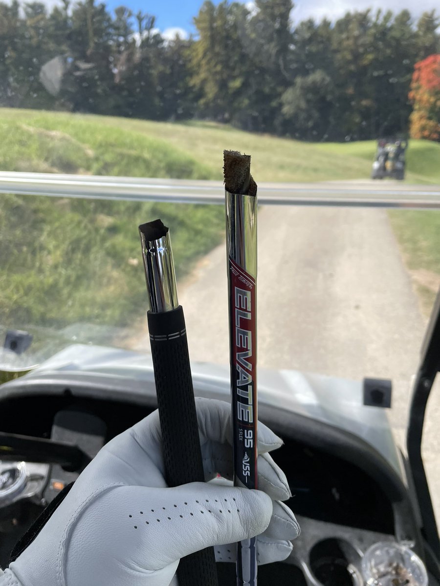 AdamnSabou's tweet photo. Hey @CallawayGolf any way you can have an Apex 9 iron waiting at the turn for me?  Feel like this one shouldn't have broke.. https://t.co/EimoriRVRF