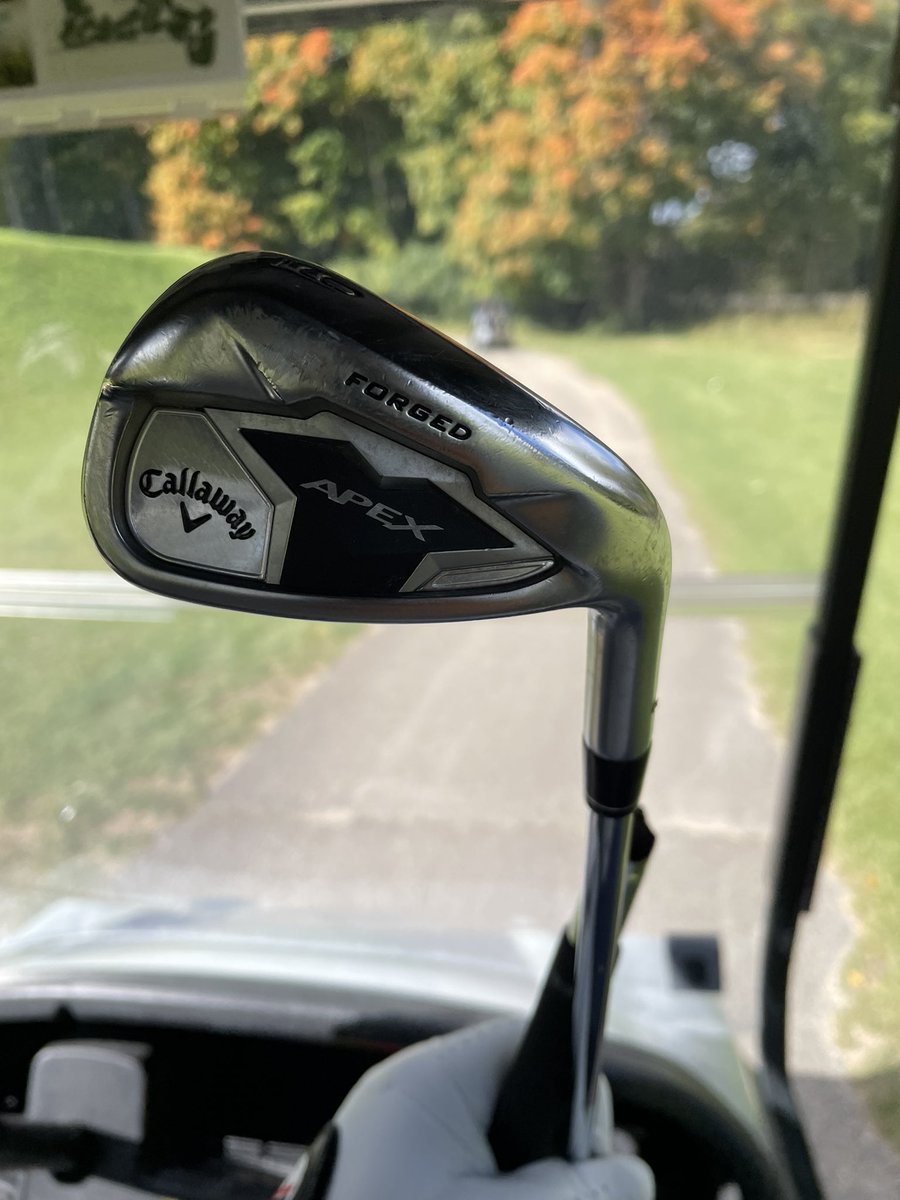 AdamnSabou's tweet photo. Hey @CallawayGolf any way you can have an Apex 9 iron waiting at the turn for me?  Feel like this one shouldn't have broke.. https://t.co/EimoriRVRF