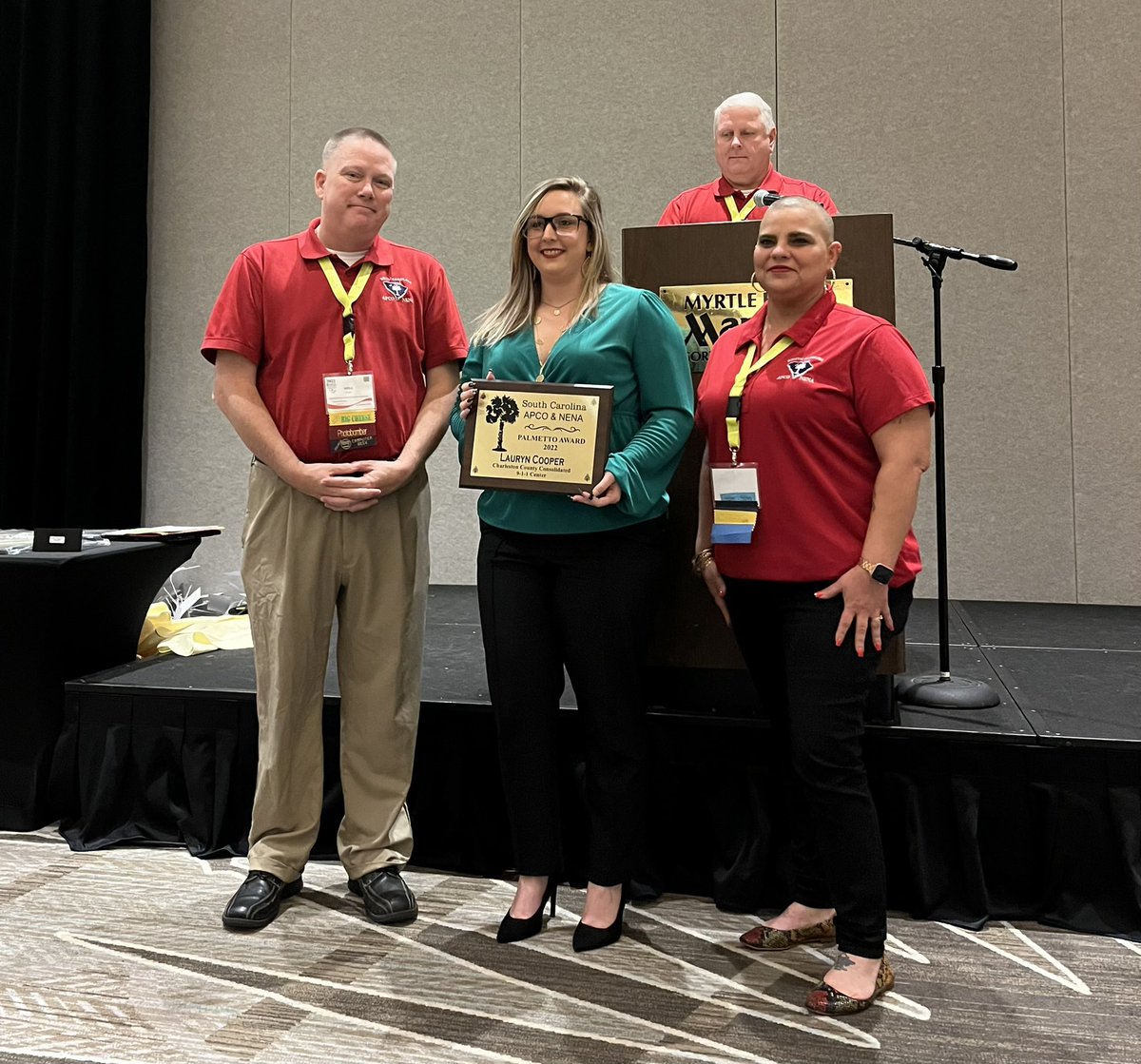 Kjordan_911's tweet photo. Please join me in congratulating PST II Lewis on receiving the SC APCO/NENA Palmetto Award today!!
π
This award is presented to individuals in recognition of their professionalism in the field of emergency communications.
#SCAPCO #SCNENA #PalmettoAward #WeSaveLives #WeAre911 https://t.co/NAwaqlOUEP