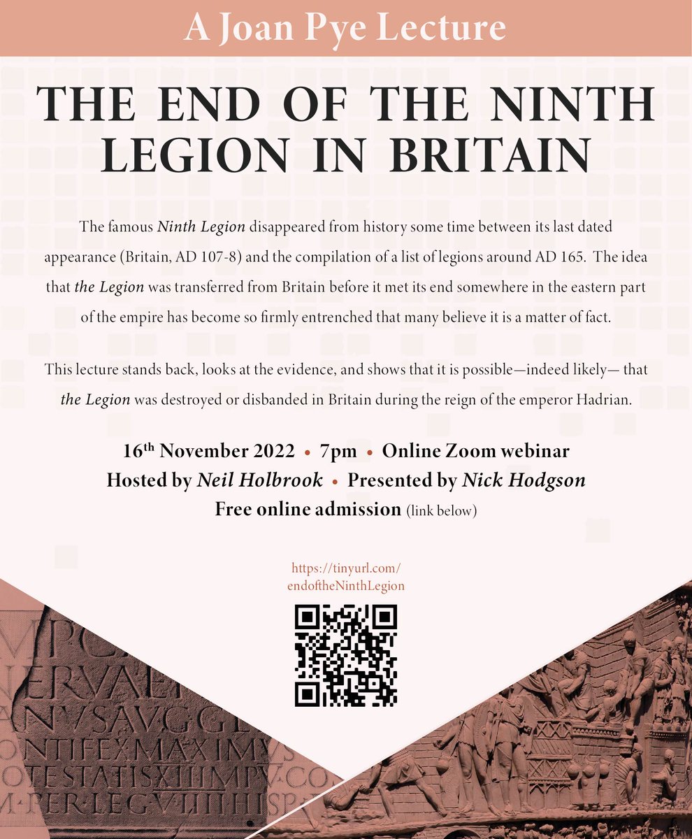 Roll up, roll up, form an orderly queue! New lecture tickets have just been released... 🎟 
Book yours here: bit.ly/3fFDmNQ
#Roman #Archaeology #RomanMilitaryHistory #FreeLecture #NinthLegion #PleaseShare