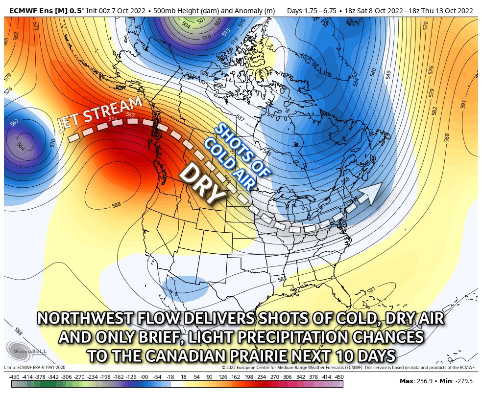 Very similar pattern to Fall/early Winter 2021 across western Canada over the next two weeks. Expect variable temps - shots of cold, dry air followed by increasingly mild days & only brief, light opportunities for precipitation accompanying passing frontal boundaries.