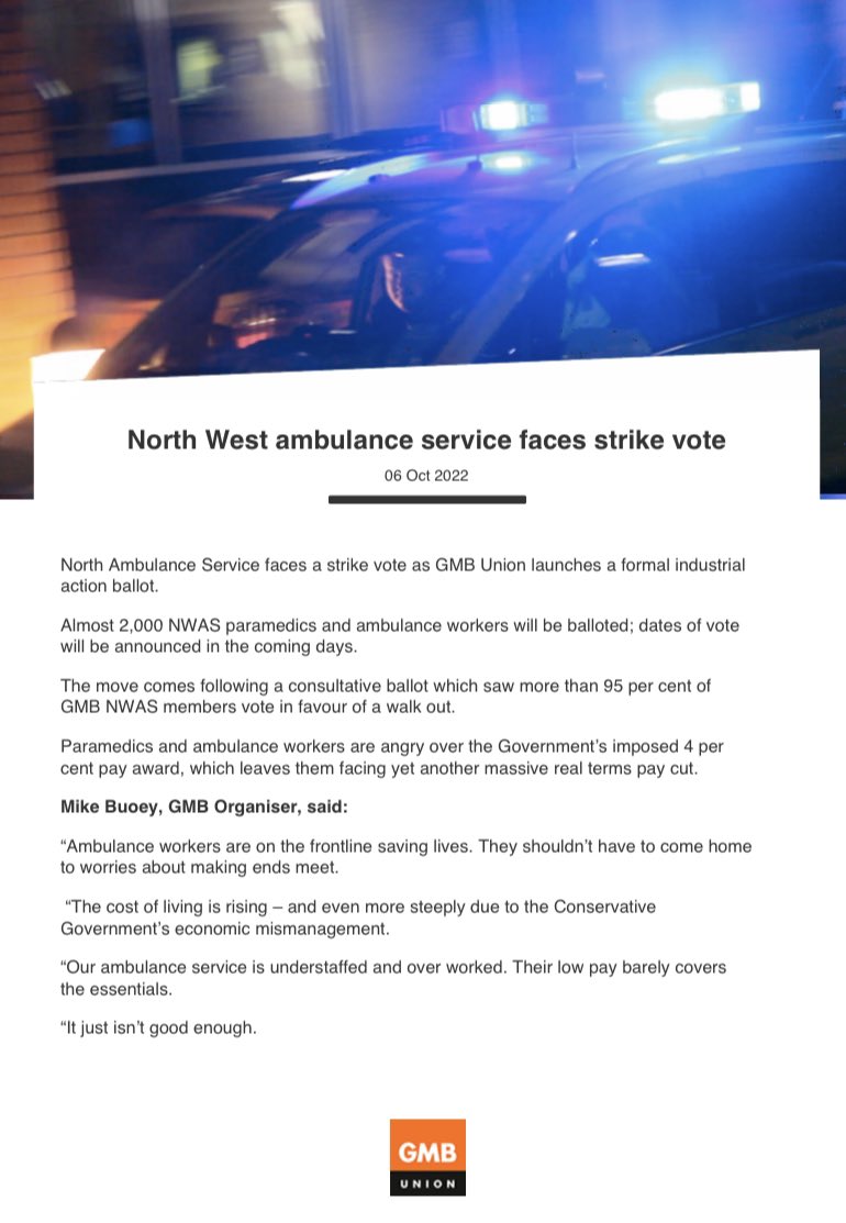 NWAS GMB Ambulance Service Union N61 tweet media