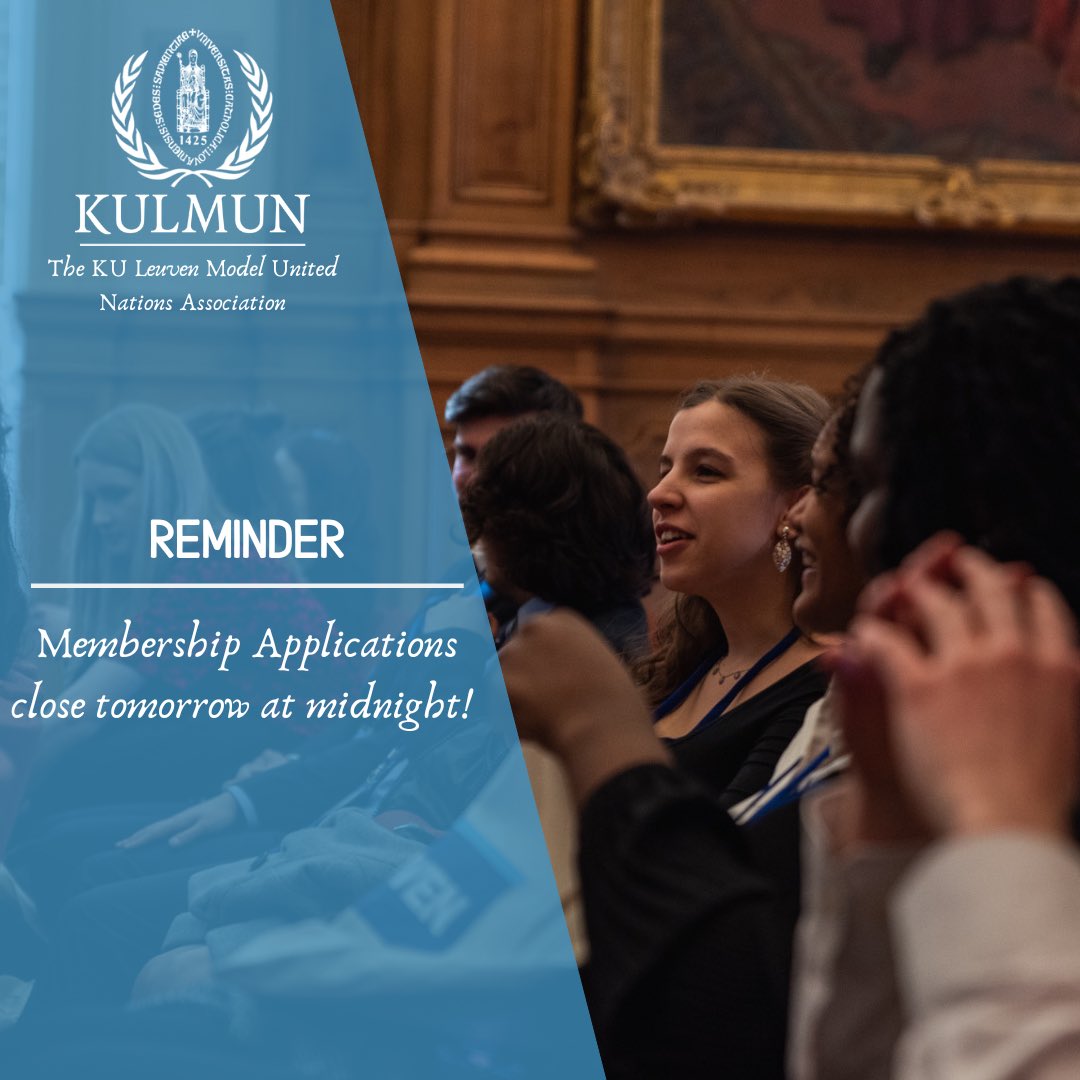 kulmun's tweet photo. Our membership applications close tomorrow at midnight so be sure to apply before then! #kuleuven’s own MUN team is waiting for you! https://t.co/YDCoFgHgwK