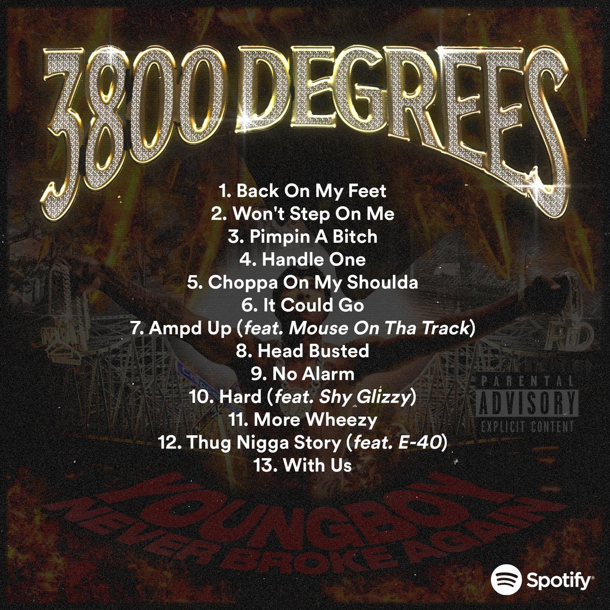 RapCaviar's tweet photo. #NBAYoungBoy's been feeding his fans this year. 3800 Degrees is his newest album out now https://t.co/BzyxQcV0Uu https://t.co/s861pi6QMI