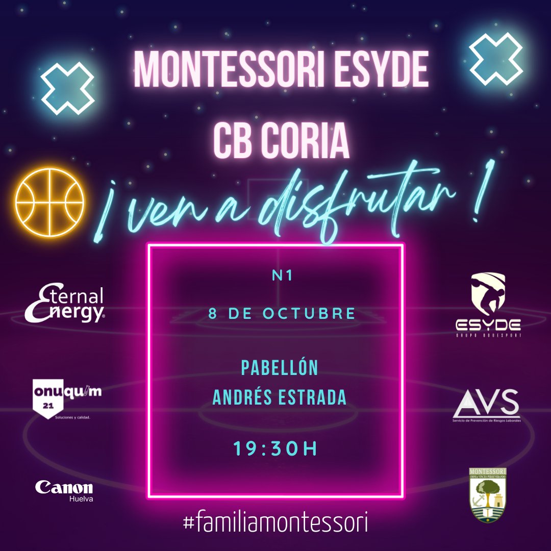| N1 MASC 22/23 |

Nuestro N1 se presenta oficialmente en casa este sábado a las 19:30h

Partidazo el que se prevé frente a uno de los equipos destacados de la competición.

Os esperamos!!

#familiamontessori 
#conMdeMontessori