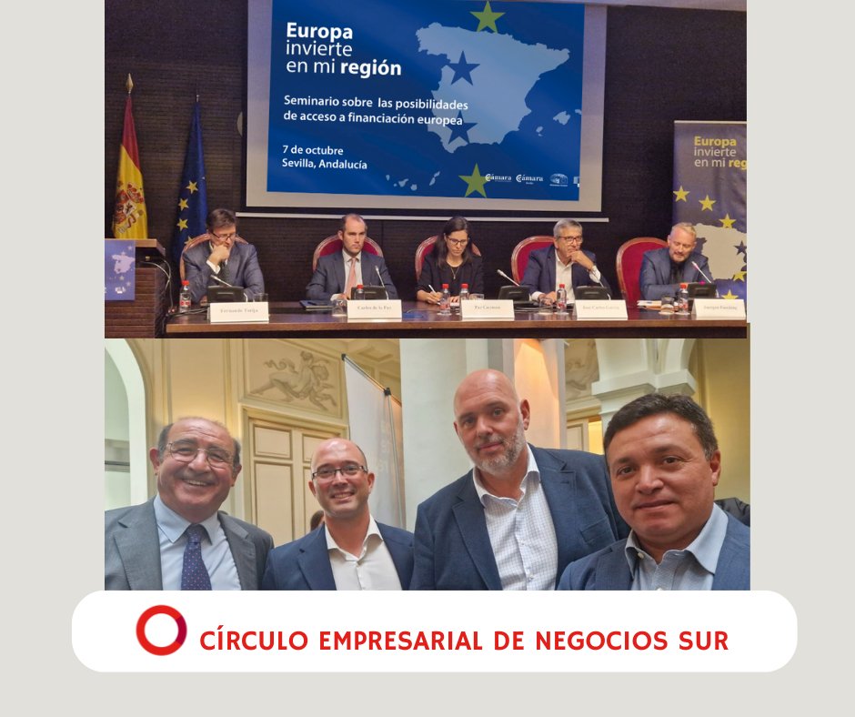 Hoy CENSUR presente en las jornadas "Europa invierte en mi Región" , celebradas en  Cámara de Comercio Sevilla  con la participación de European Parliament  y  Ayuntamiento de Sevilla .
Representados por nuestra Junta Directiva.
#NextGeneration #FondosUE #LaUniónHaceLafuerza