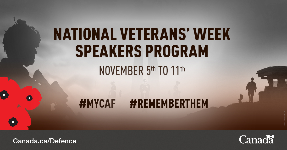 CanadianArmy's tweet photo. Are you with a school planning to hold an event to remember our fallen heroes and thank our veterans?
 
Take advantage of the National Veterans' Week Speakers Program to arrange an opportunity to hear military history firsthand.

https://t.co/eAw4kF68FI https://t.co/K6RvrPpBNW