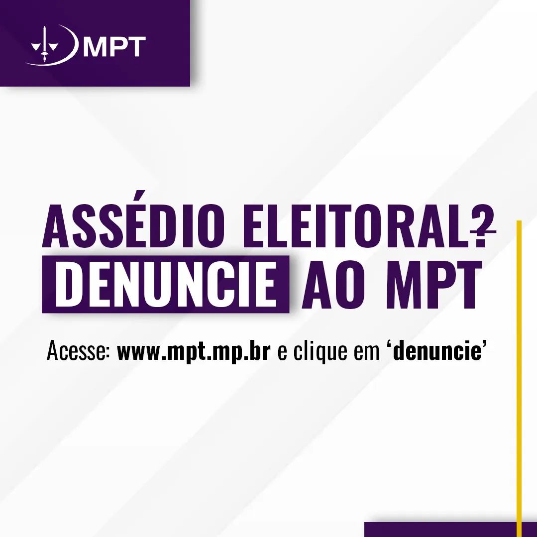 MPTMG's tweet photo. 📌#AssédioEleitoral? Denuncie ao @MPTrabalho.
Acesse: https://t.co/e5W4SfsT35 e clique em denuncie ou baixe o app #MPTPardal.
No formulário a ser preenchido, você pode detalhar os fatos, além de apresentar provas que colaborem p/ uma rápida atuação. https://t.co/N0mlYfDmkp