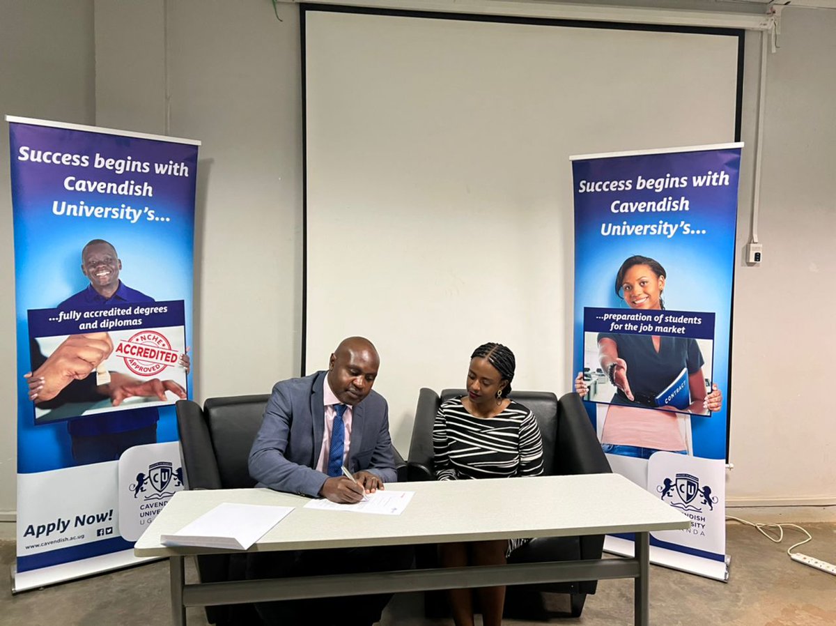 CavendishUg's tweet photo. Our Executive Director, Mr. David Mutabanura has today, signed an MOU with BrighterMonday Uganda @BrighterMonUG, the leading recruitment &amp; HR services platform in Uganda, enabling joint support for research, internships, job opportunities and consultancies among other benefits. https://t.co/MNfTNUfJrI