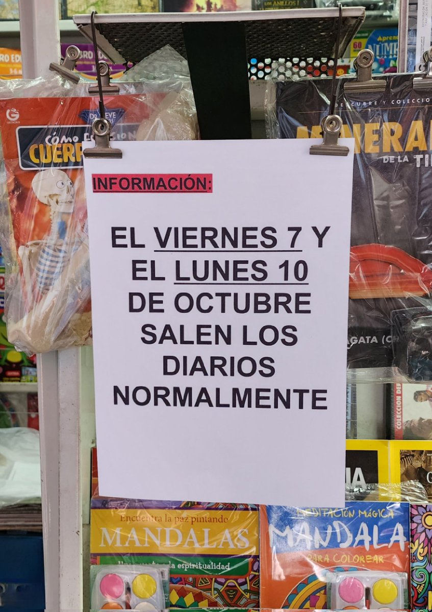 DiariosPSerrano's tweet photo. El viernes 7 y el lunes 10 de octubre salen los diarios normalmente. 
Te esperamos por el puesto. https://t.co/r0tujWaS6f