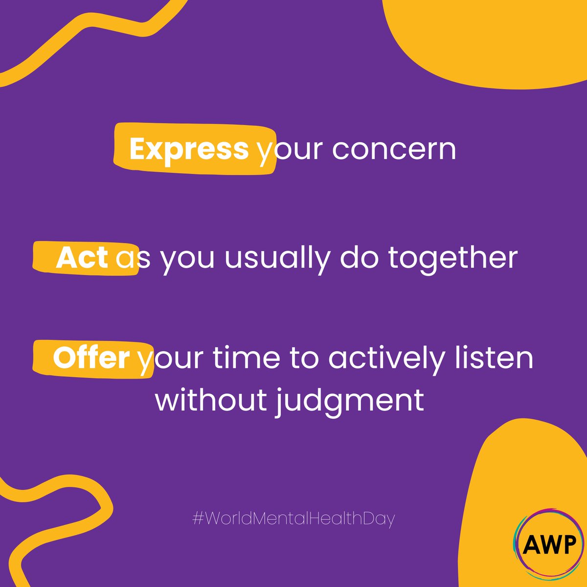 AWPNHS's tweet photo. This #WorldMentalHealthDay reach out and start a conversation with someone, it could be all it takes for them to seek the help and support they need. 

Not sure how? Take a look at these tips to help you get started 👇 https://t.co/7FmzOTY4OB