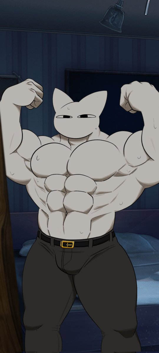 MauuFanEdits's tweet photo. Mauu is secretly flexing in his room privatly.

[Including night &amp; day version]

OC belongs to the artist called @NemNemwo https://t.co/Q7LHSfGGCp