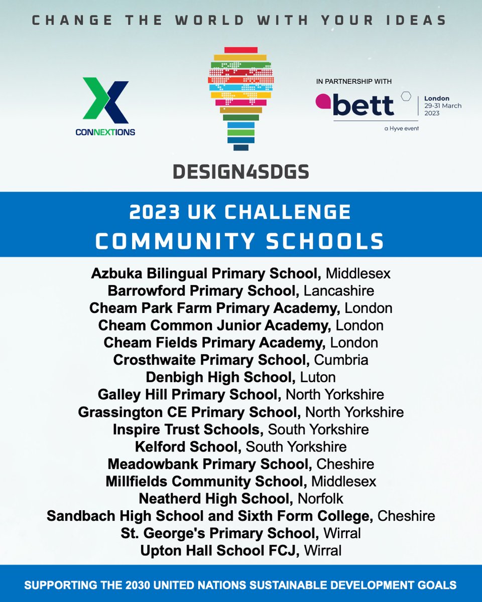Evo Hannan - UK Design Challenge #D4SDGsUK25 (@evohannan) on Twitter photo Big shout out 📢 to our Community Schools from across the UK 🇬🇧 who's students are expanding their skills in critical thinking, collaboration, creativity and communication to develop ideas to contribute to some of the world’s biggest issues. #SDGs #Design4SDGs💡🌍 <a href="/Bett_show/">Bett Global</a> Big shout out 📢 to our Community Schools from across the UK 🇬🇧 who's students are expanding their skills in critical thinking, collaboration, creativity and communication to develop ideas to contribute to some of the world’s biggest issues. #SDGs #Design4SDGs💡🌍 <a href="/Bett_show/">Bett Global</a>