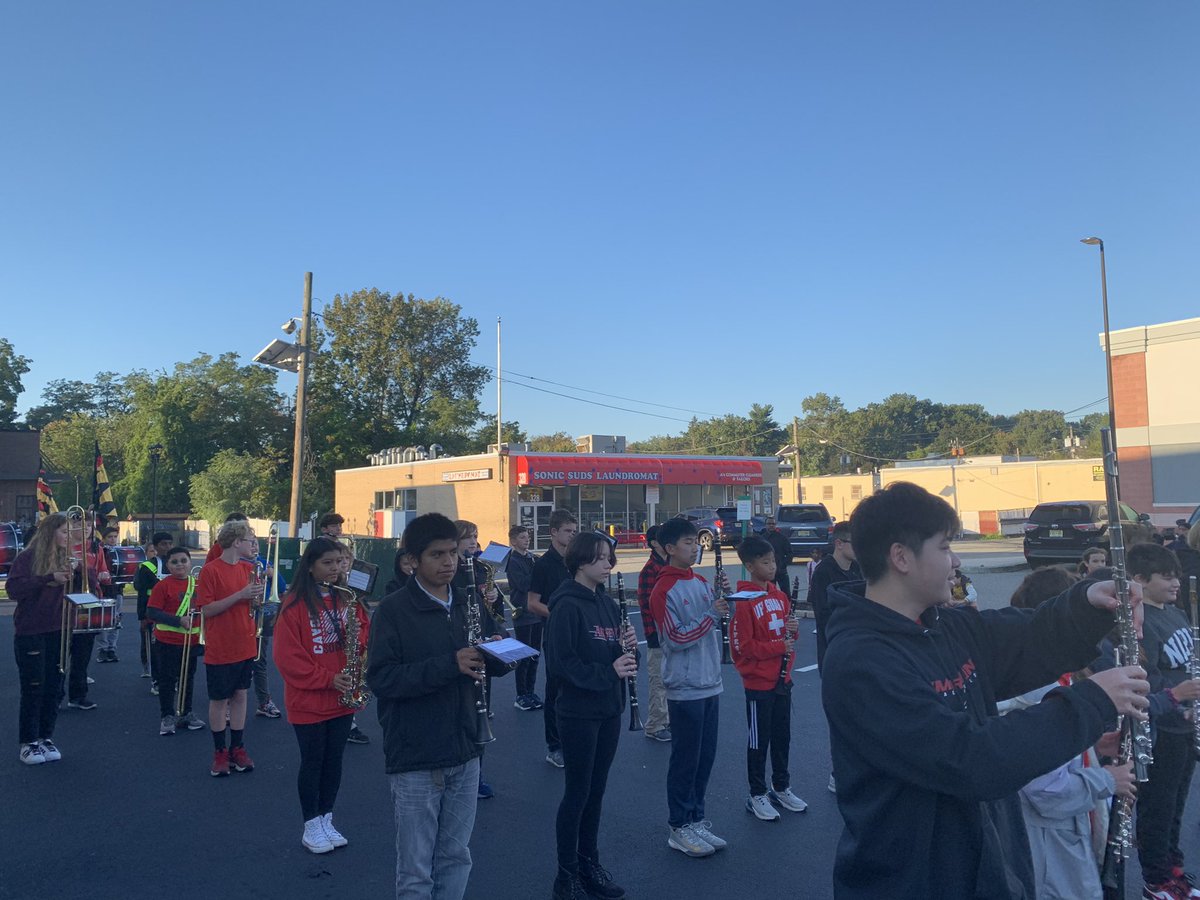 MLioneBand's tweet photo. @EmersonSupt Great job Marching Band and Villano Band students at this mornings Walk to School event! @Principaljess #gocavos https://t.co/bAMzDaNiFB