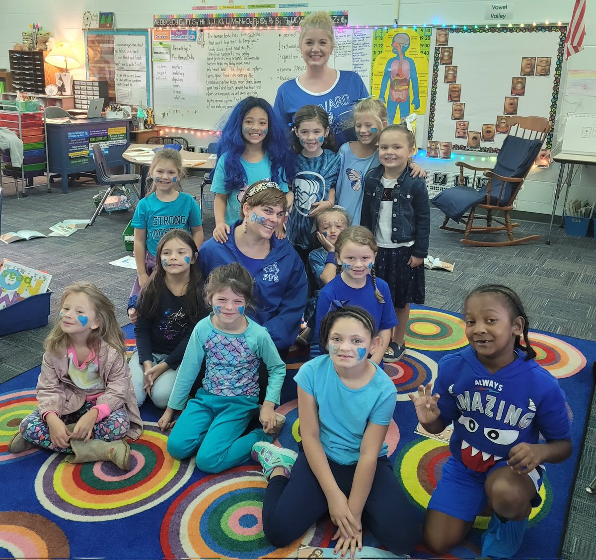 Amanda_G_Lewis's tweet photo. @PFE_Rangers is excited to celebrate homecoming with @BrevardHS. Extra thanks to Ms. Shook's class for the face paint. #tcsyes https://t.co/yBC2CpW53M