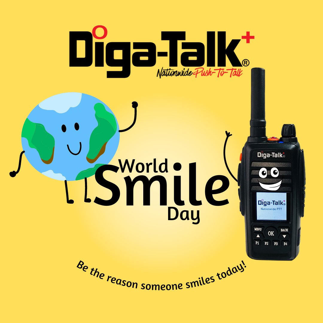 DigaTalkPlus's tweet photo. Did you know that you can't breathe while smiling? 

Just kidding, we just wanted you to smile. Happy World Smile Day!! 😃😁🙂😆 

#DigaTalkPlus #twowayradios #pushtotalk #communications #radiocommunication #portableradios #mobileradios #smile #worldsmileday #smileyface #happy https://t.co/BaLzKojaAG