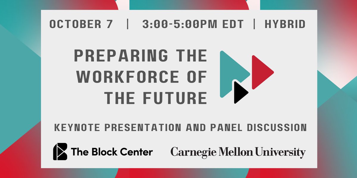 Starting now! Preparing the Workforce of the Future. Join the webcast using the link below:

mediaservices.cmu.edu/media/Preparin…