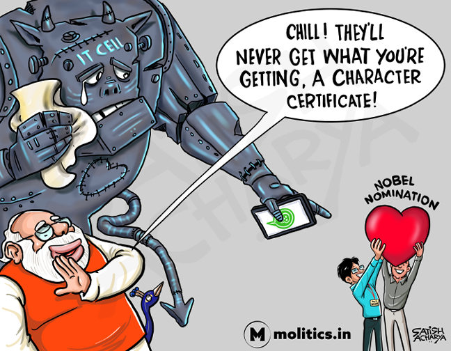 Nobel Peace prize nomination for Alt News. #AltNewsFactCheck 
<a href="/moliticsindia/">Molitics</a> cartoon