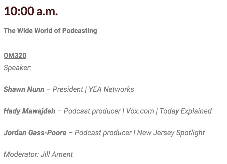 amberhinsley's tweet photo. Starting today's @sjmctxst thread of #MCWeek22 journalism-related sessions w a panel that has 2 alums I've "met" virtually--@jgasspoore &amp; @hadysauce! They're joined by Shawn Nunn, president of @YeaNetworks at 10 a.m. https://t.co/EQg4ytBNkU
