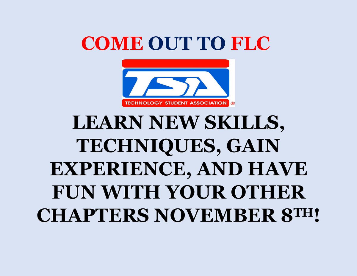 FLC Friday - Come out and see your officer team November 8th for Fall Leadership! Learn new skills, techniques, and gain new knowledge to help you succeed in your competitions! We look forward to seeing you all there!