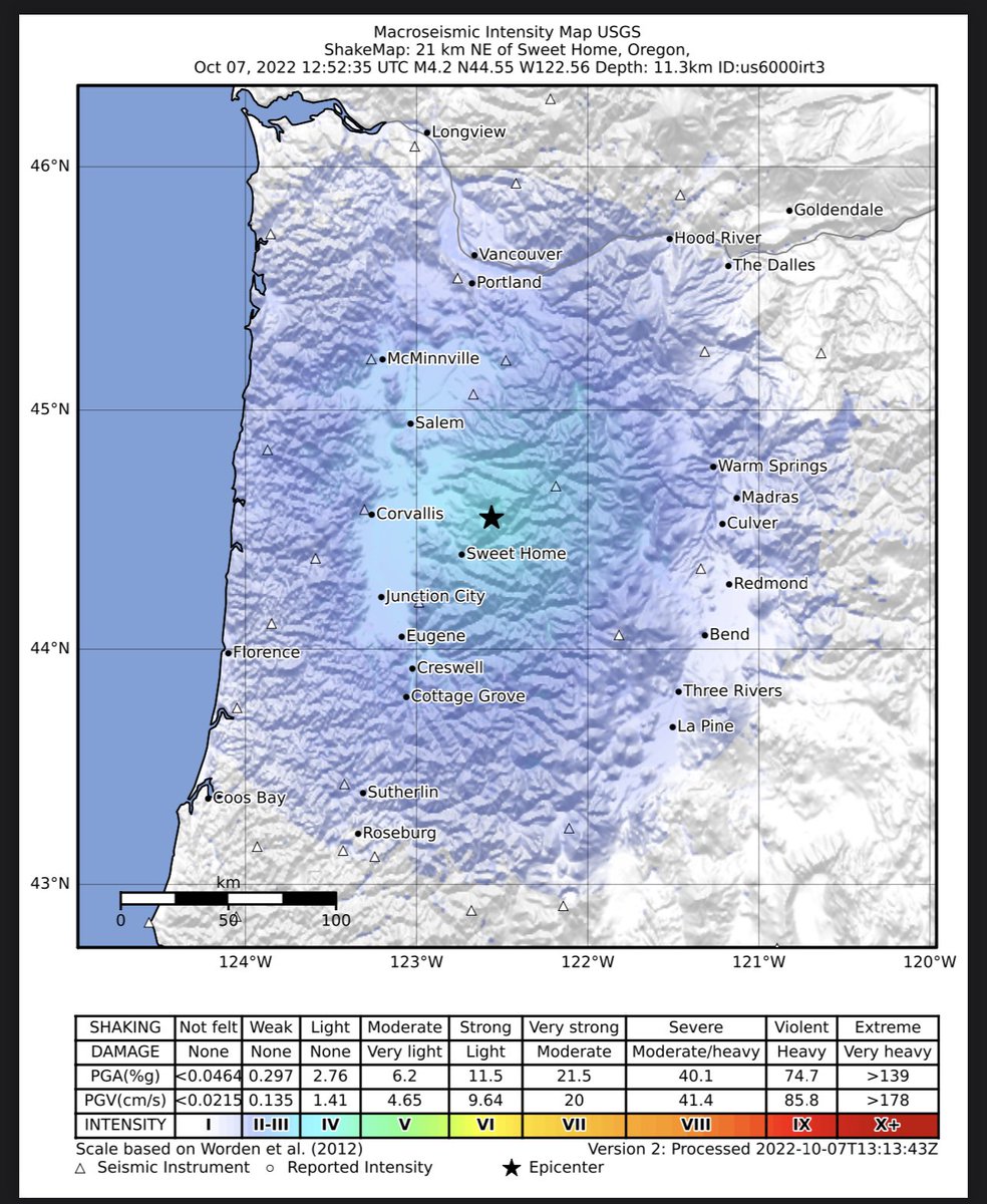 My first felt earthquake in Oregon after 16 years here! Mild shake for a few seconds!
