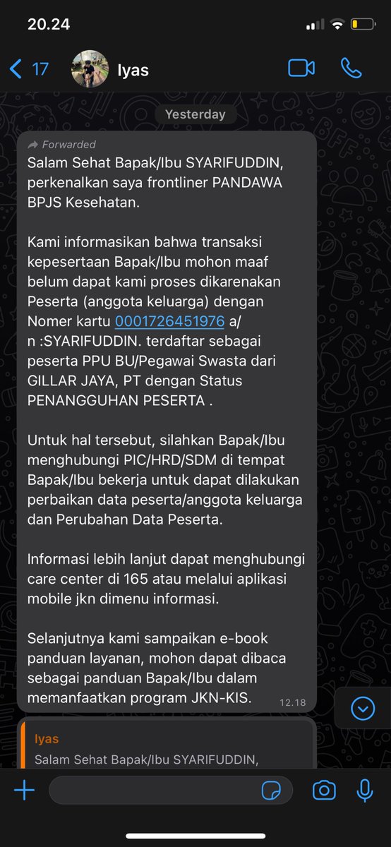 strangerenemyyy's tweet photo. @BPJSKesehatanRI malam min. ternyata perusahaan tsb sudah bubar min. solusinya gimana? https://t.co/Hw0jYuWSbb