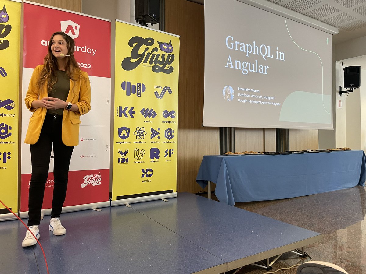vchimev's tweet photo. Next on the #angularday stage is @StanimiraVlaeva with all you might need to know about #GraphQL in #angularjs https://t.co/LLpZnCb6Z8
