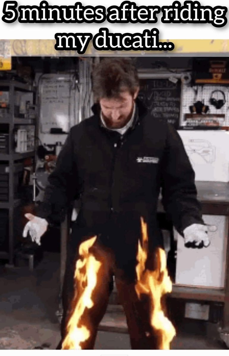 LithiumMoon_'s tweet photo. Facts lol.  Don't need heated gear when the engine keeps ya warm..... well your legs atleast. 

#ducati https://t.co/5g40IY8Ur4