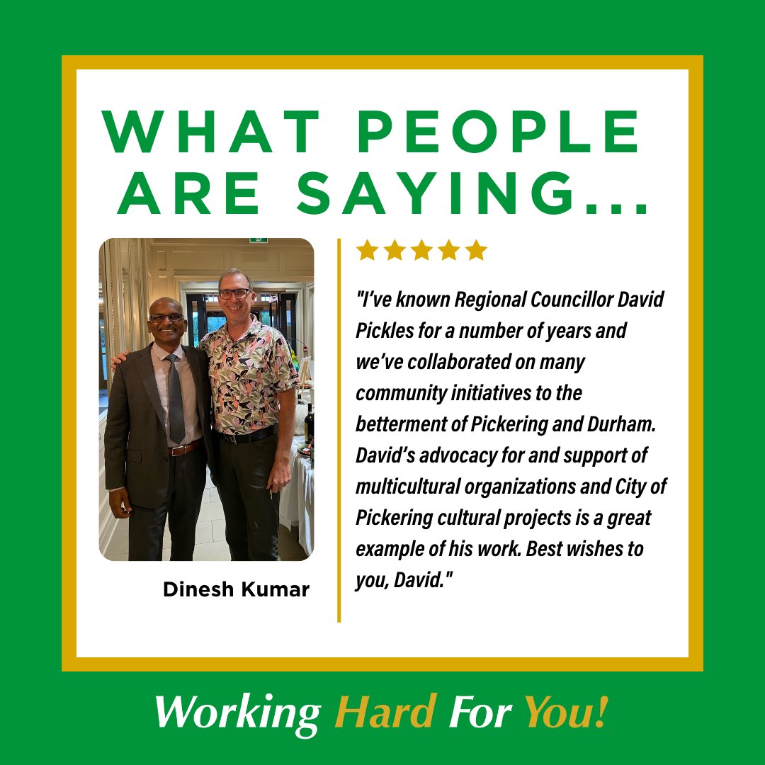 VotePickles's tweet photo. Thank you, Dinesh!

#DavidPickles #picklesforpickering #regionalcouncillor #pickering #communityleader https://t.co/RNOepDtmxR