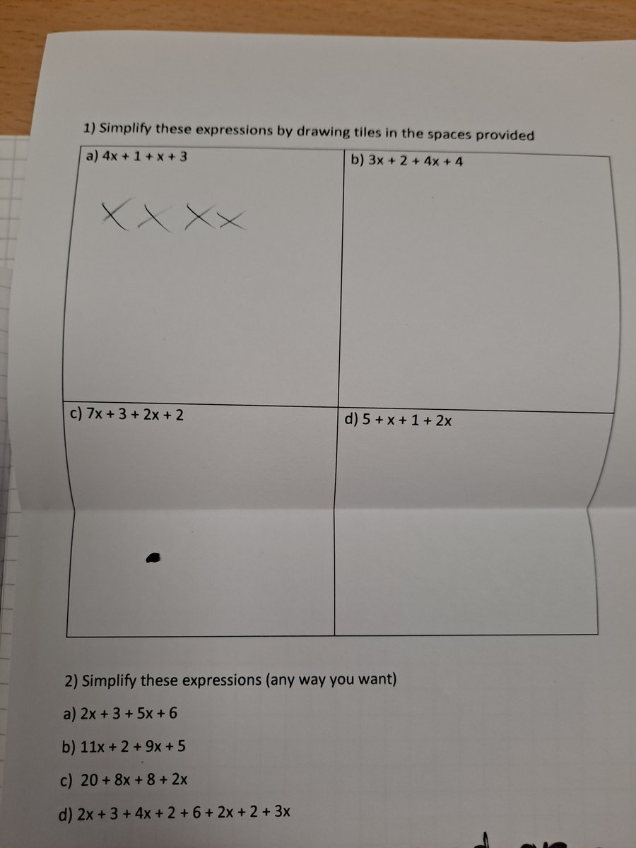 RodleyMaths's tweet photo. Lesson 1 -Students really struggled with collecting like terms. NOT a good lesson. https://t.co/oiPwUyvnay