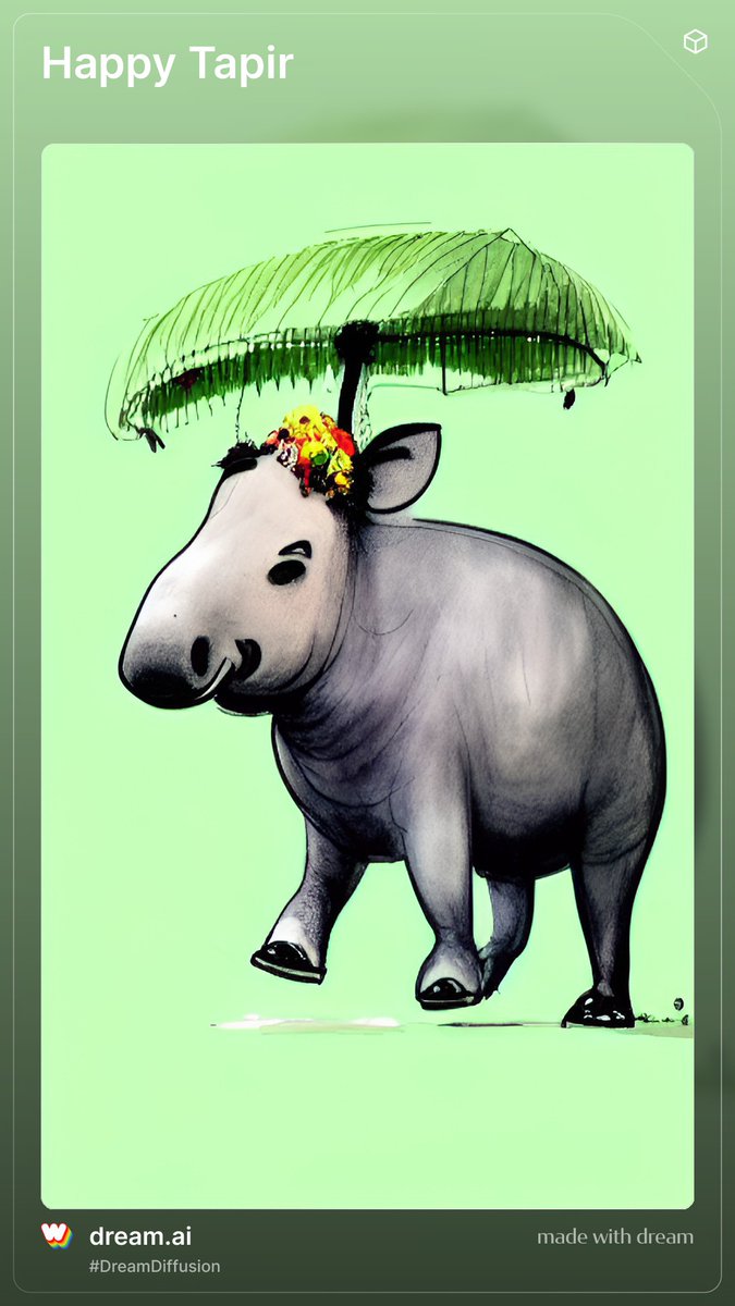 JuliaHenauer's tweet photo. @daniknightdraws "Happy Tapir" I just generated with Wombo AI, It is quite scary how far AI illustration has come so quickly! 😨 https://t.co/uXeSLRCdtU