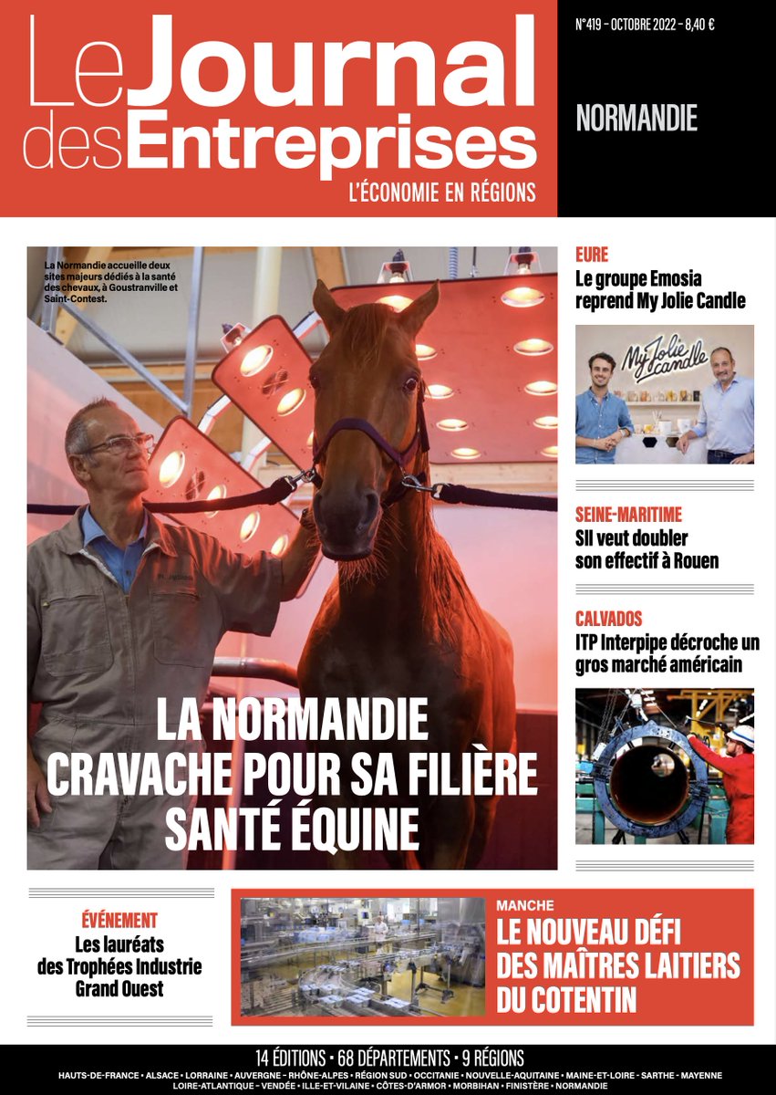 Le n°octobre du #JDE, édition #Normandie est sorti ! A lire sans modération pour tout savoir sur la filière équine normande 🐴 et bien d'autres sujets ! #cheval #lejournaldesentreprises <a href="/Env_Alfort/">École nationale vétérinaire d'Alfort - EnvA</a> <a href="/FdHippolia/">Fondation Hippolia</a> <a href="/SophieGaugain/">Sophie Gaugain</a> <a href="/ENSICAEN/">ENSICAEN</a> <a href="/GroupeSII/">Groupe SII</a> <a href="/NORMANDIECheval/">Conseil des Chevaux</a>