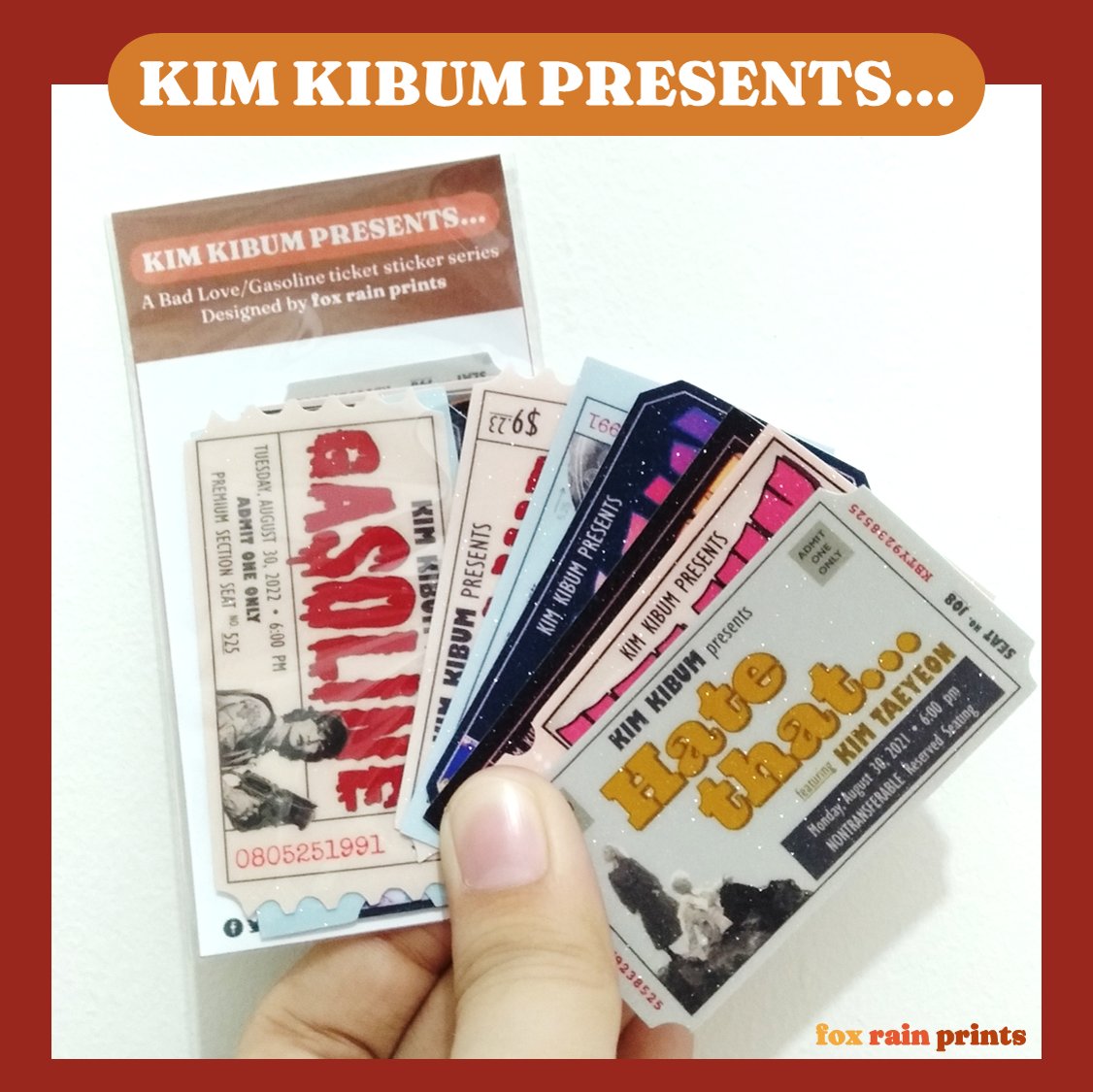 foxrainprints's tweet photo. BAD LOVE &amp; GASOLINE TICKET STICKERS 

🎟️ Available per piece (PHP 20)
🎟️ Order with Jjong postage stamp stickers and get PHP 15 off!

🛒 Pre-order now! https://t.co/cQLGjJLoPO 
🌐 Check out our Carrd for more details: https://t.co/QMgP315eBd https://t.co/I0GMZZoYRd