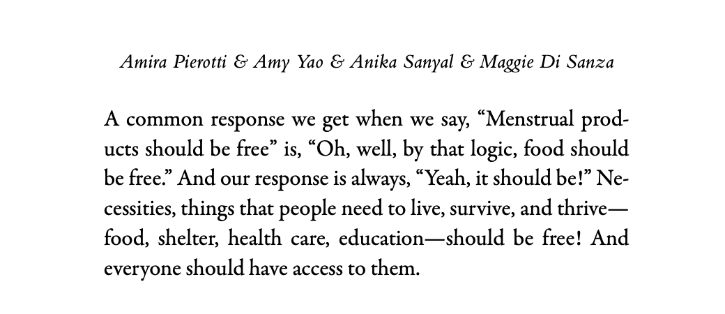 rachelkauder's tweet photo. One of my favorite parts of making Our Red Book was learning from Gen-Zers who think boldly and intersectionally about menstruation (and everything!). Here’s a moment from my interview with activist high school collective @BleedShameless about their dreams for the future. https://t.co/mOw2wmjto0