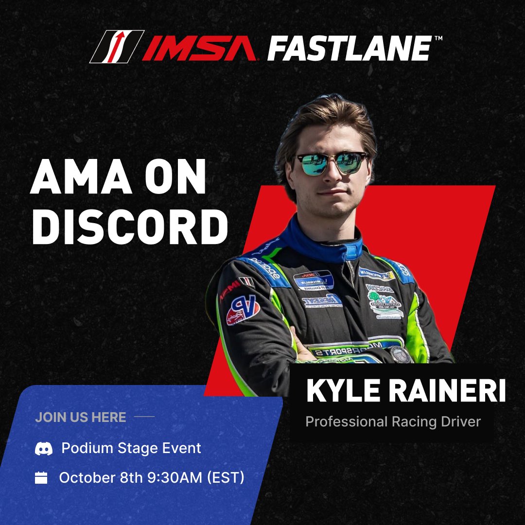 Super excited to have Kyle join us for an Ask Me Anything session tomorrow 🔥

Join us here 👉🏻 discord.gg/C6dhNP7m?event…

#IMSA | #IMSAFastlane | #NFT | #Web3 | #web3community