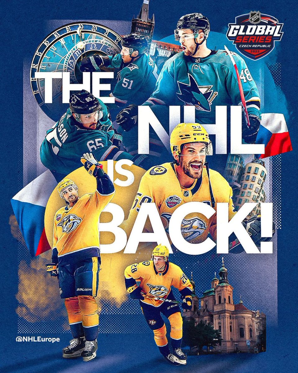 THE REGULAR SEASON STARTS TODAY... IN PRAGUE! 🌍

Don't miss the <a href="/PredsNHL/">Nashville Predators</a> and <a href="/SanJoseSharks/">San Jose Sharks</a> facing off in the #NHLGlobalSeries today at 2p ET! 

(via IG/nhleurope)