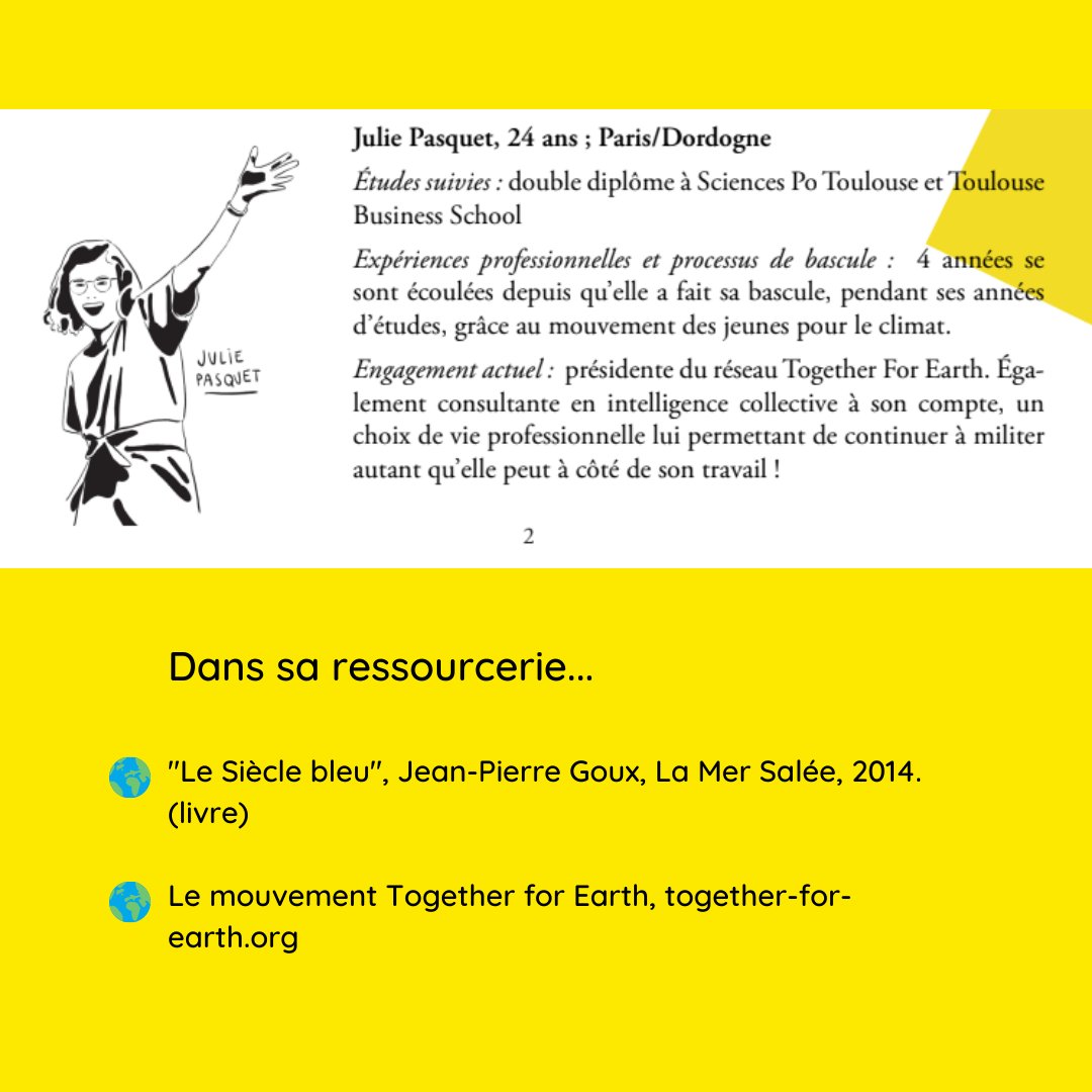 Basculons2's tweet photo. @Polytechnique @CentraleNantes @ActesSud @ExtinctionR @makesense @Les_shifters @theShiftPR0JECT @PartiEquinoxe @MarineCalmet @Conv_Citoyenne @wildlegalfrance @LenaLazare @lessoulevements @EcoleDuBreuil @Hugo_28vl @CliMates_intl @hc_climat 11/30 : Julie s'est engagée grâce à des rencontres, d'abord au sein des #marchespourleclimat. Désormais consultante en intelligence collective, elle poursuit son engagement #militant et œuvre notamment à l'émergence de récits écologiques (en)viables.
#basculons #GIEC #ecologie https://t.co/4nbE98jN1U