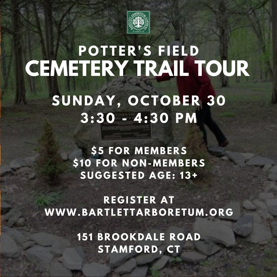 ⚰️ Potter’s Field was a resting place for Stamford’s poor and unclaimed until 1970s. This tour explores its history, its transition from the time it closed &amp; an overview of its ecological significance. $5 for members, $10 for non. Sign up now: ow.ly/tQGj50L4iC9 #stamford