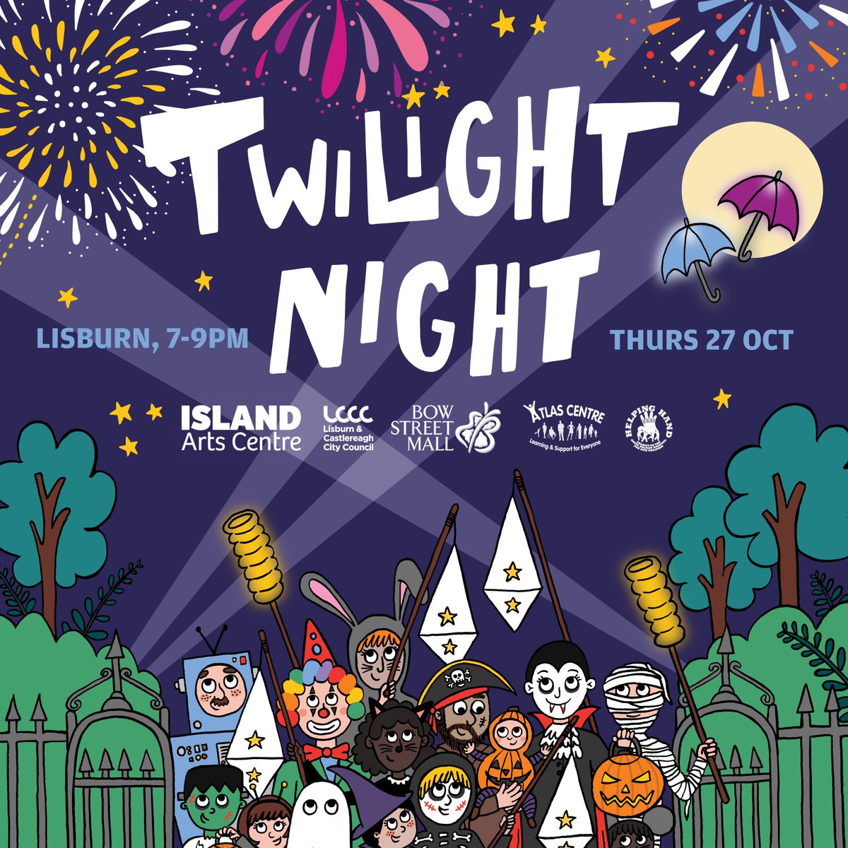ISLANDartsbiz's tweet photo. Twilight Night 2022: Thurs 27 Oct
Entry to Wallace Park is by pre-purchased ticket only.  Tickets are priced at £3 per person with a family ticket of £15.00 (max 6 per household).  They can be purchased from Tuesday 11 Oct 12.30pm at https://t.co/t9pIN8AvTU https://t.co/WkJcz90wut