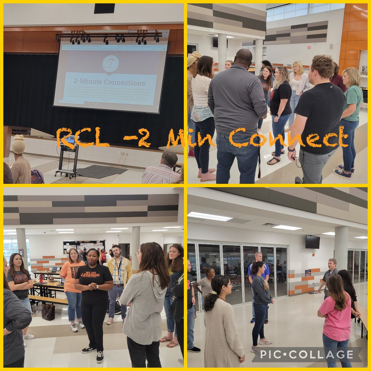 Educator_Greene's tweet photo. Our @LawlerMS_FISD teachers practicing a 2 minute connection and creating solutions to any barriers for our Relationship Centered Learning tools π§‘ #WeAreLegends #AlwaysLegendary #FISDmadetpshine #RelationshipCenteredLearning https://t.co/yhFprAyNUI