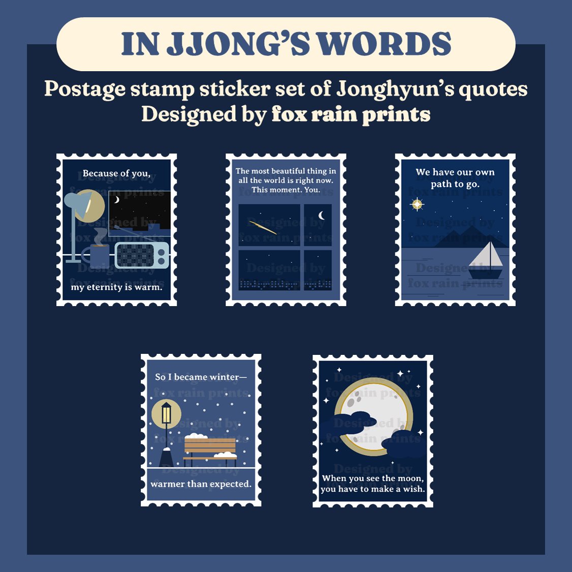 foxrainprints's tweet photo. WTS LFB PH ONLY

📢 #foxrainprints_coll 1.2 

“In Jjong’s words”: POSTAGE STAMP STICKERS  

💌 PHP 80 (set of 5)
💌 Waterproof vinyl w/ glitter finish
💌 1.6 in. x 2 in.
💌 More info in thread ⬇️

🛒 Pre-order now! https://t.co/cQLGjJLoPO https://t.co/G8vWah5vzK