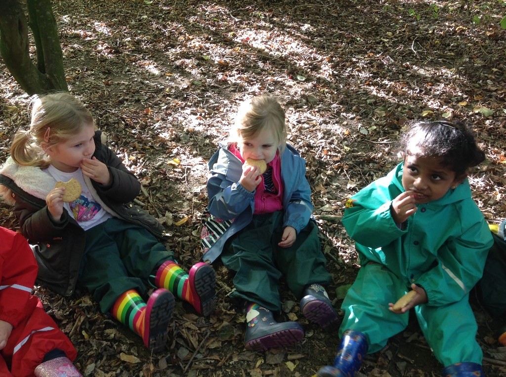 We're going on a bear hunt! We're going to catch a big one! What a beautiful day. We're not scared! We had a brilliant time on our bear hunt this week. We found swishy grass, squelchy mud, a dark forest, a deep river and a snowstorm! J- "That was the best bear hunt EVER!"