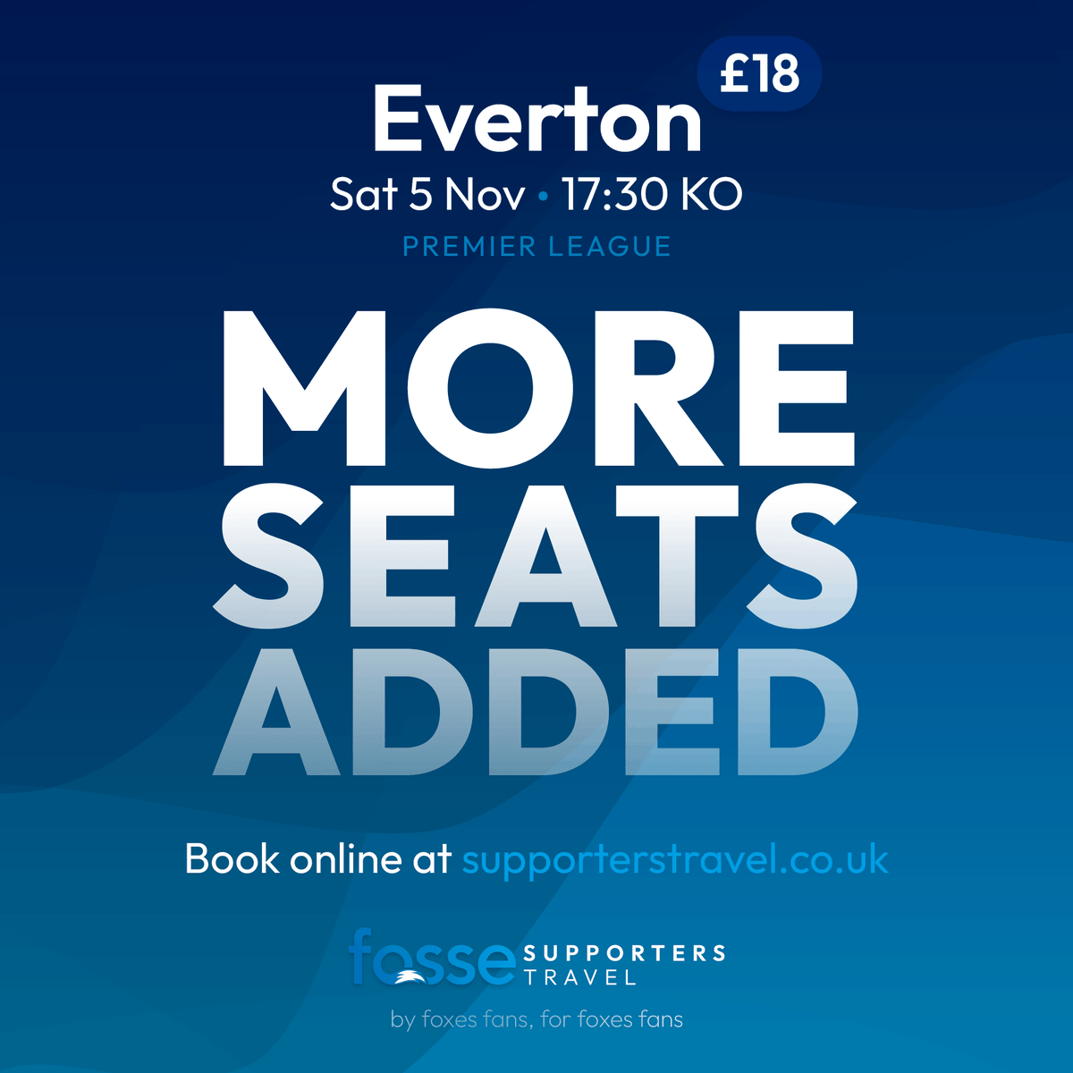 SupporterTravel's tweet photo. Great News! An additional coach has been added for our away travel to Everton which is now bookable online at https://t.co/CVf3RztV3h
#EveLei #LCFC #LeicesterCity https://t.co/KkRNuVikNl