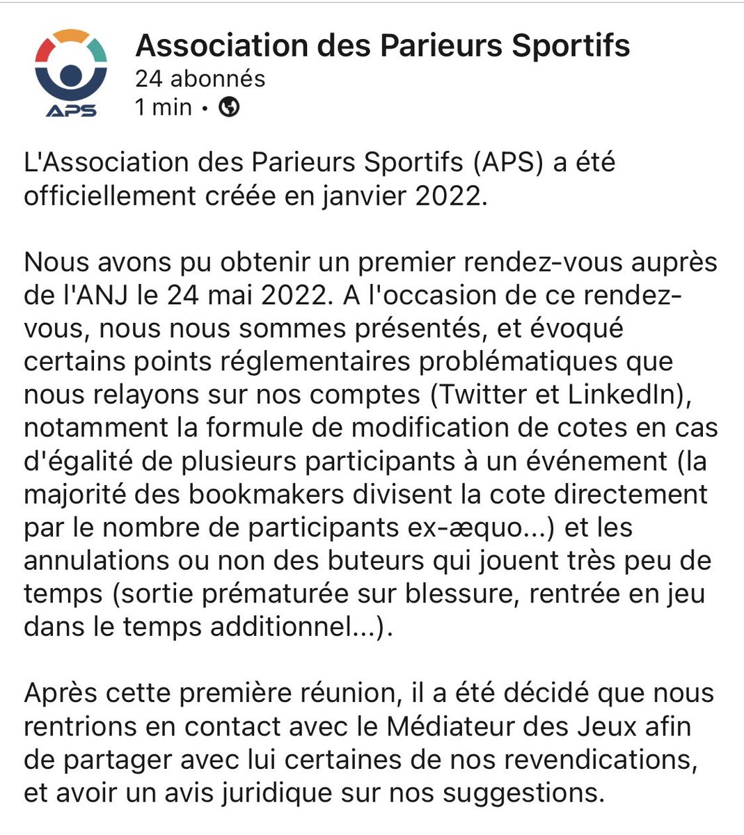 AssoParieurs's tweet photo. Vous l’attendiez, voici un premier bilan de nos actions après un peu moins d’une année d’existence, et une première victoire avec le changement à venir des formules en cas d’égalité. #TeamParieur https://t.co/nzf30IwrHd
