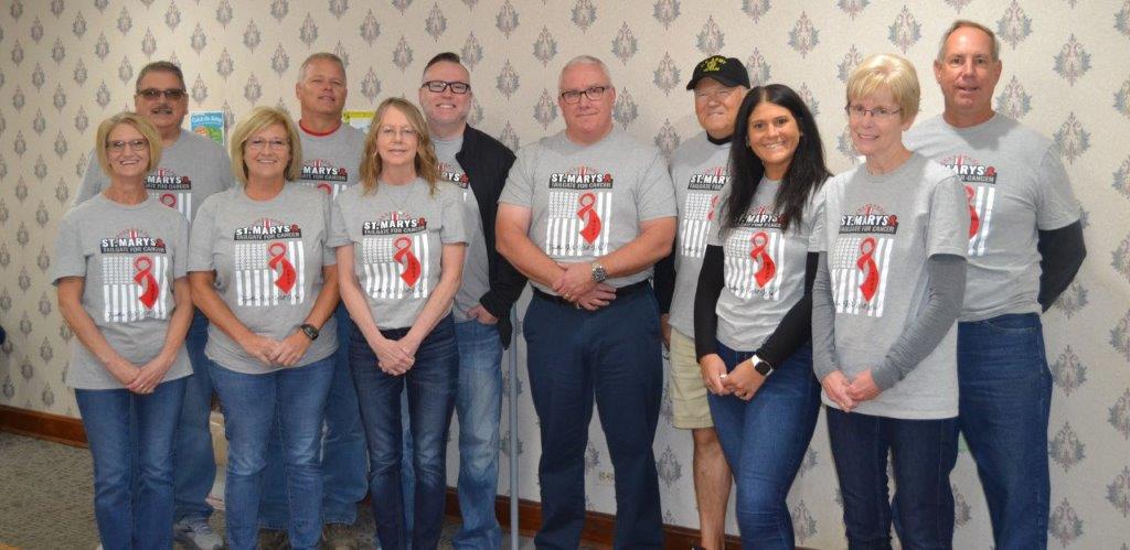 StMarys_Ohio's tweet photo. Today employees displayed their T shirts in support of the Tailgate for Cancer's annual Community T-Shirt Day. https://t.co/mu8kVAG6Z2