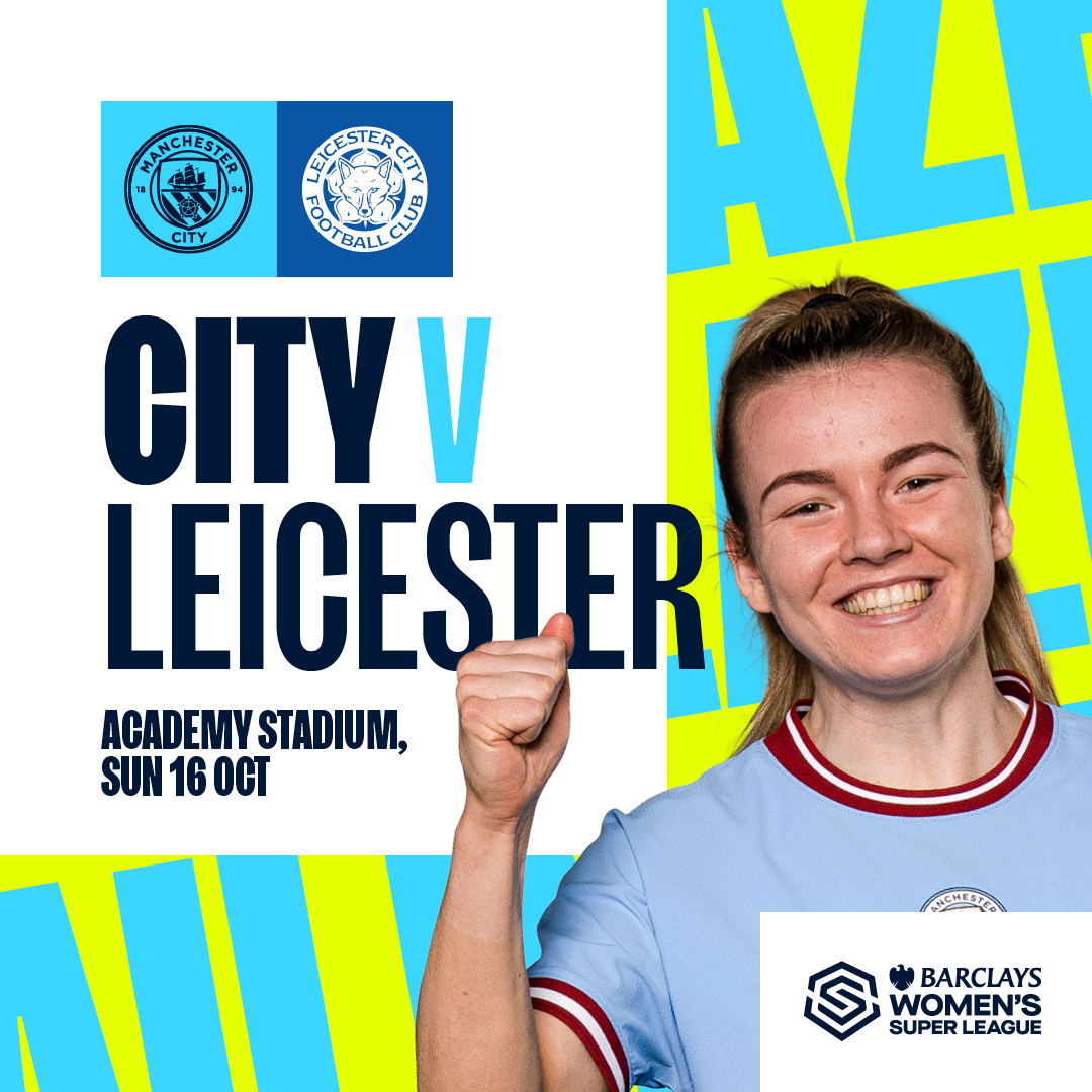 ManCity's tweet photo. City's Lionesses play their first home match of the @BarclaysWSL season this weekend! 🙌

Tickets are now on general sale for all league matches, including Sunday's game with Leicester. Secure yours! ⤵️