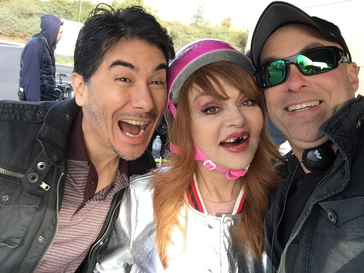 HarrisonSmith85's tweet photo. #RIPJudyTenuta #RIPJudy #RIPLoveGoddess
A few more shots of my time with Judy Tenuta onset of my #GarlicandGunpowder
TRAILER: https://t.co/bm83v6LMPk
Lots of Judy in this film and she's funny AF in it.
She will be missed.
@imdeanmcdermott @Felissa_Rose @JamesDuval @MartinKove https://t.co/yFQmL01c0Y