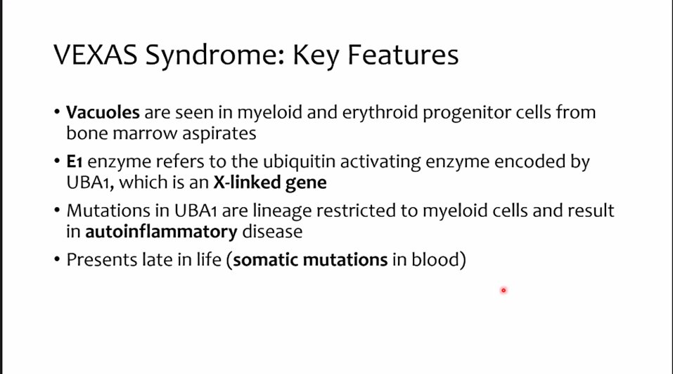 UTSWRheum's tweet photo. VEXAS can be vexing. Consider this diagnosis also in patients who have MDS with inflammatory features (e.g, idiopathic Sweet's syndrome) @Kay_Shwin #IMGr @UTSWIMchief https://t.co/cO66cwAlYJ