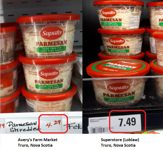 This picture was submitted to my office from someone in Nova Scotia. A $3.20 difference in price for the exact same product in the same town on the same day.

Time to stop the #greedflation.